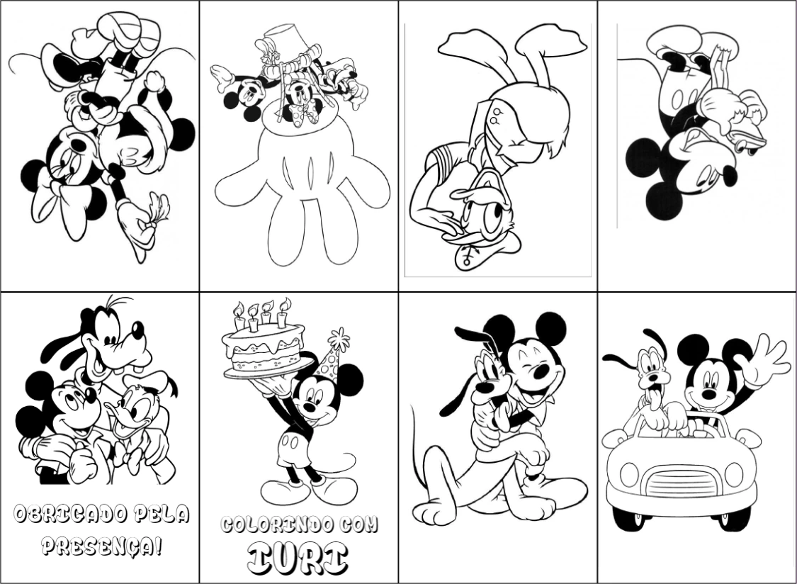 Mini Livro de Colorir Mickey Mouse Editável para Imprimir