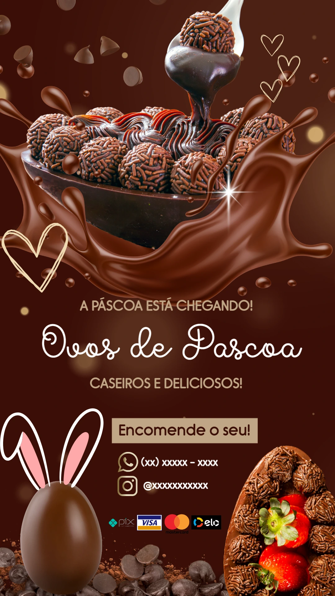 Anúncio de Páscoa com Ovos de Chocolate para Editar Online