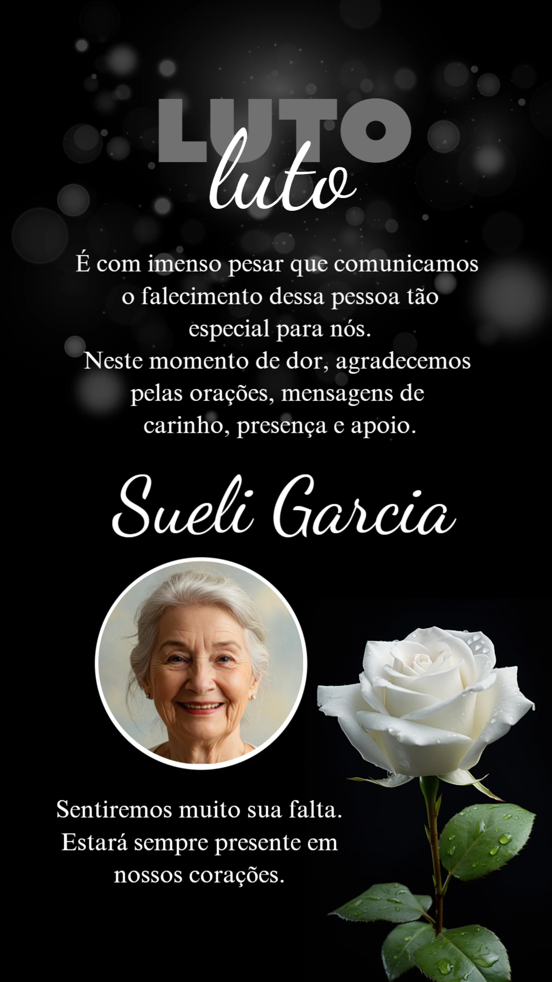 Nota de Pesar com Foto Delicada para Editar Online