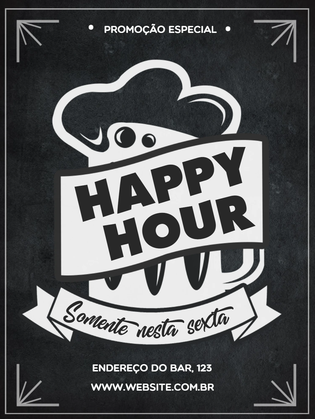 Panfleto de Happy Hour Estilo Quadro Negro para Editar Online