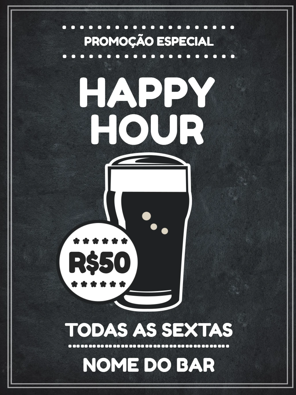 Cartaz de Happy Hour Estilo Quadro Negro para Editar Online