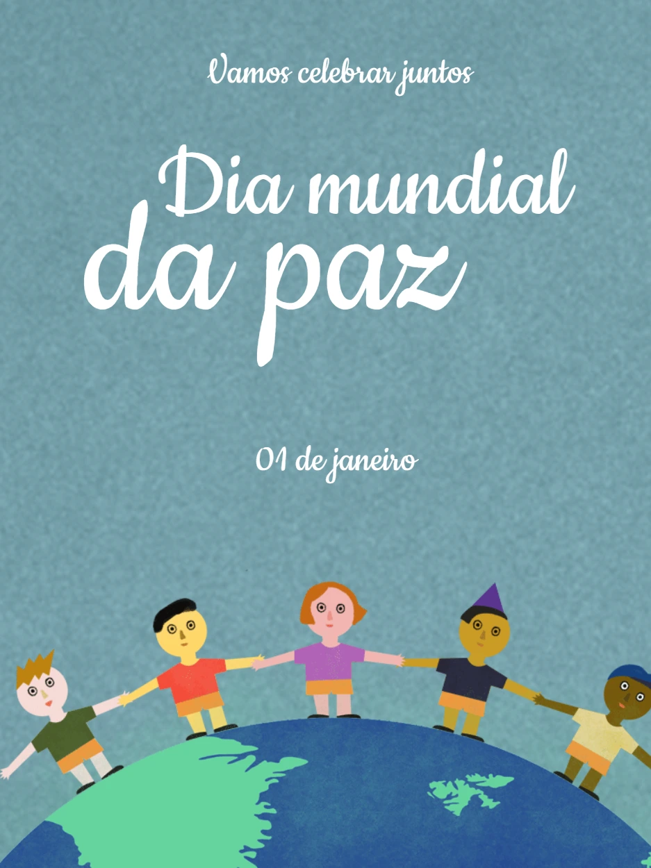 Arte Editável para o Dia da Paz com Crianças para Postar