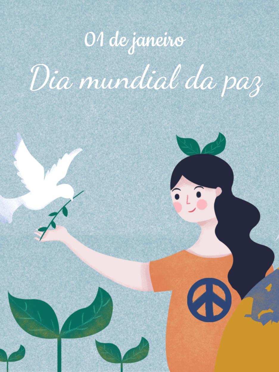 Arte Dia Mundial da Paz com Ilustração para Editar Online