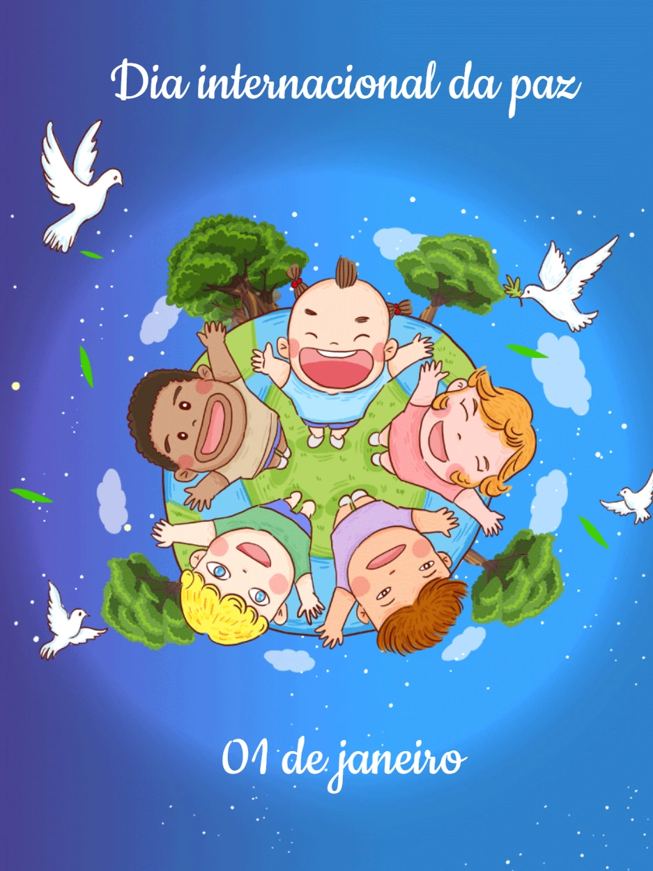 Post Dia da Paz com Crianças no Planeta para Editar Online