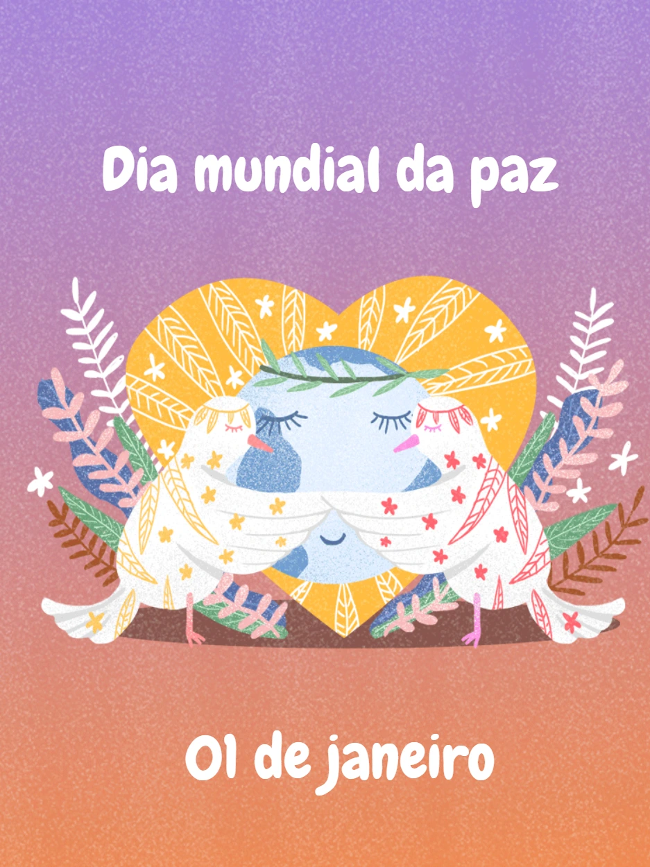 Arte Dia Mundial da Paz com Ilustração Fofa para Editar