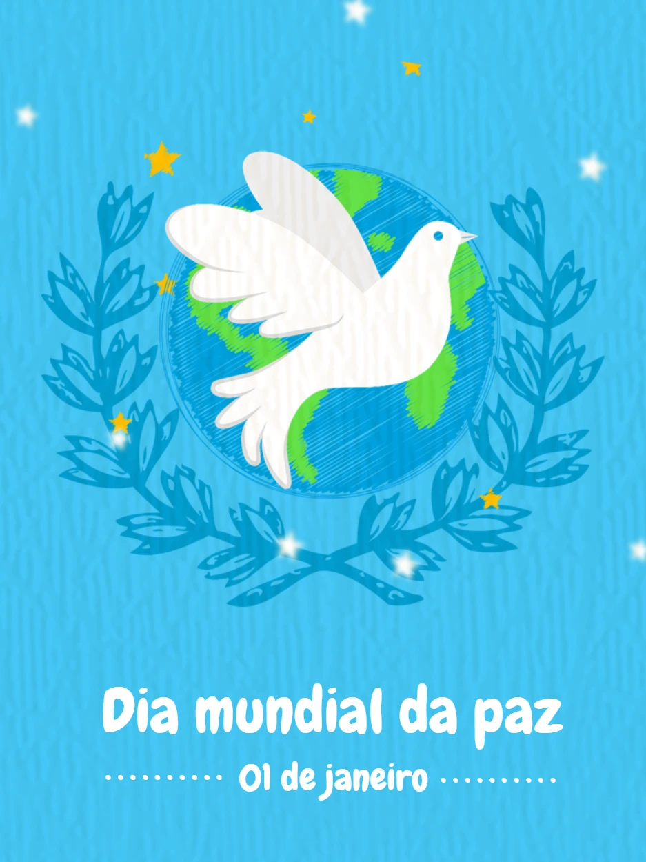 Post Dia da Paz com Pomba e Planeta para Editar Online