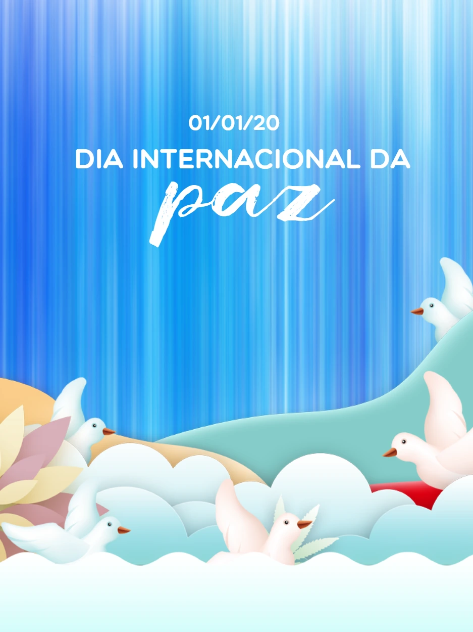 Post Dia da Paz com Pombas Brancas Editável Online