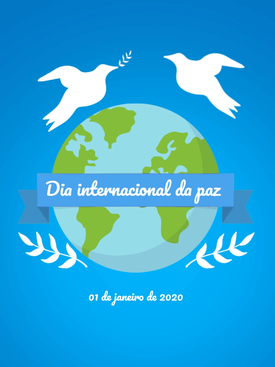 Post Dia da Paz com Pombas e Planeta Terra para Editar Online