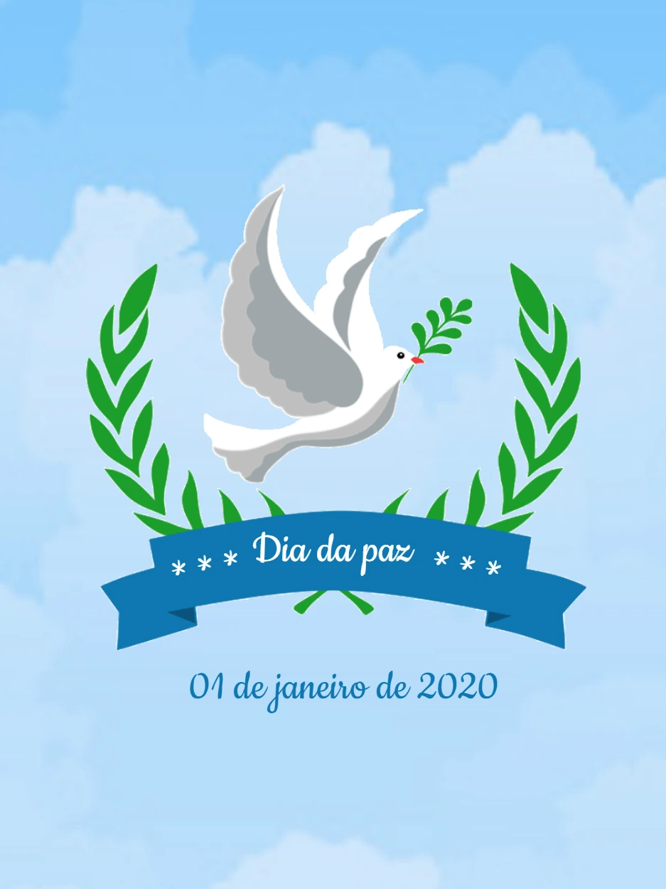 Cartão Dia da Paz com Pomba Branca para Editar Online
