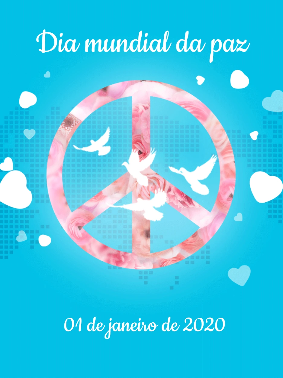 Post Dia Mundial da Paz com Pombas para Editar Online