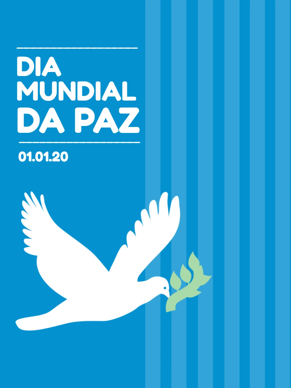 Post Dia Mundial da Paz com Pomba Branca para Editar Online