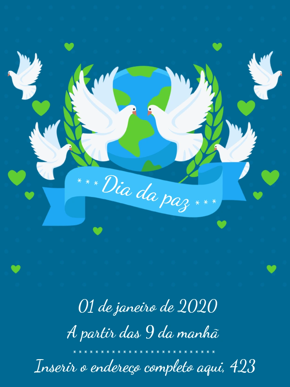 Post Dia da Paz com Pombas e Planeta Terra para Editar Online
