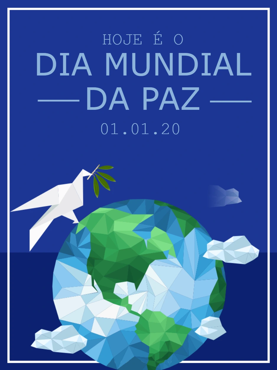Post Dia Mundial da Paz com Pomba e Terra para Editar Online