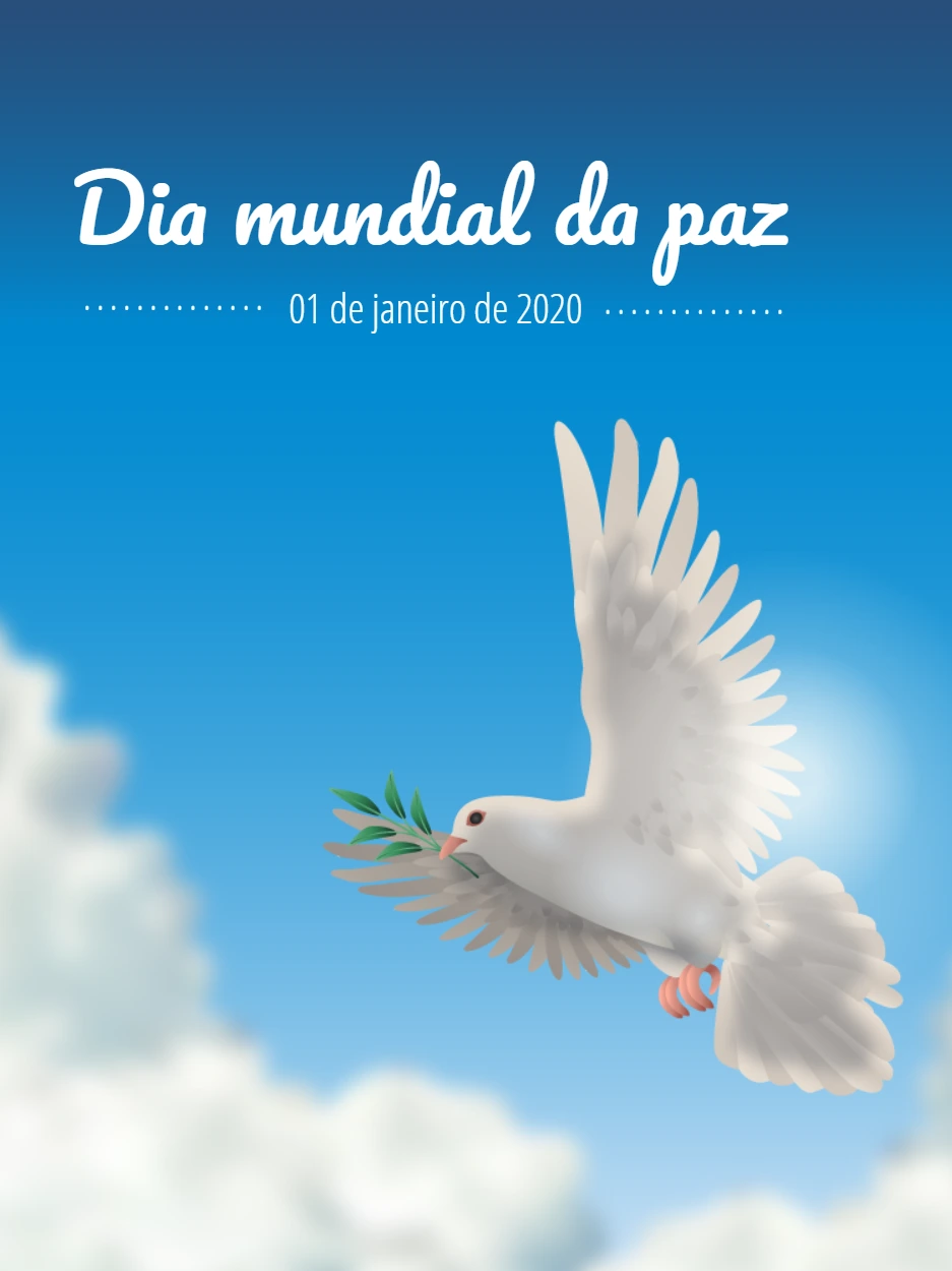 Post Dia da Paz Editável com Pomba Branca para Editar