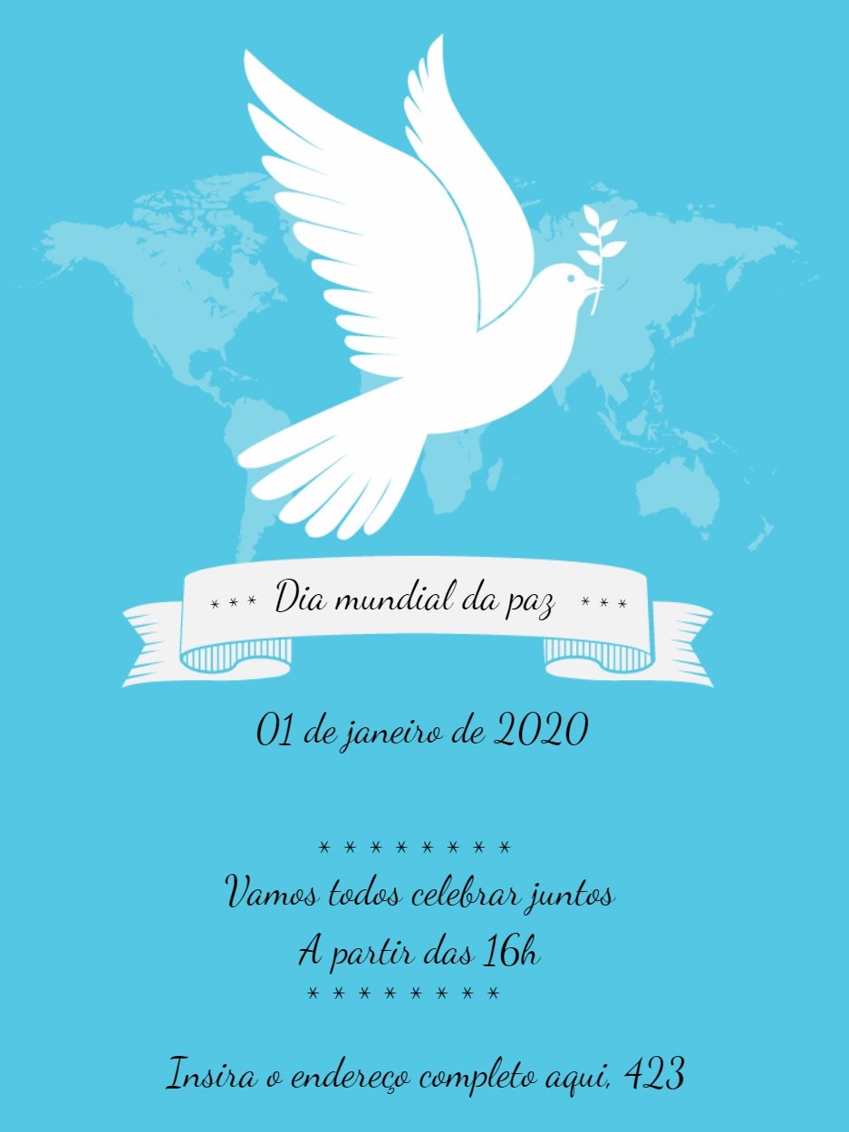 Arte Editável Dia Mundial da Paz com Pomba para Editar Online