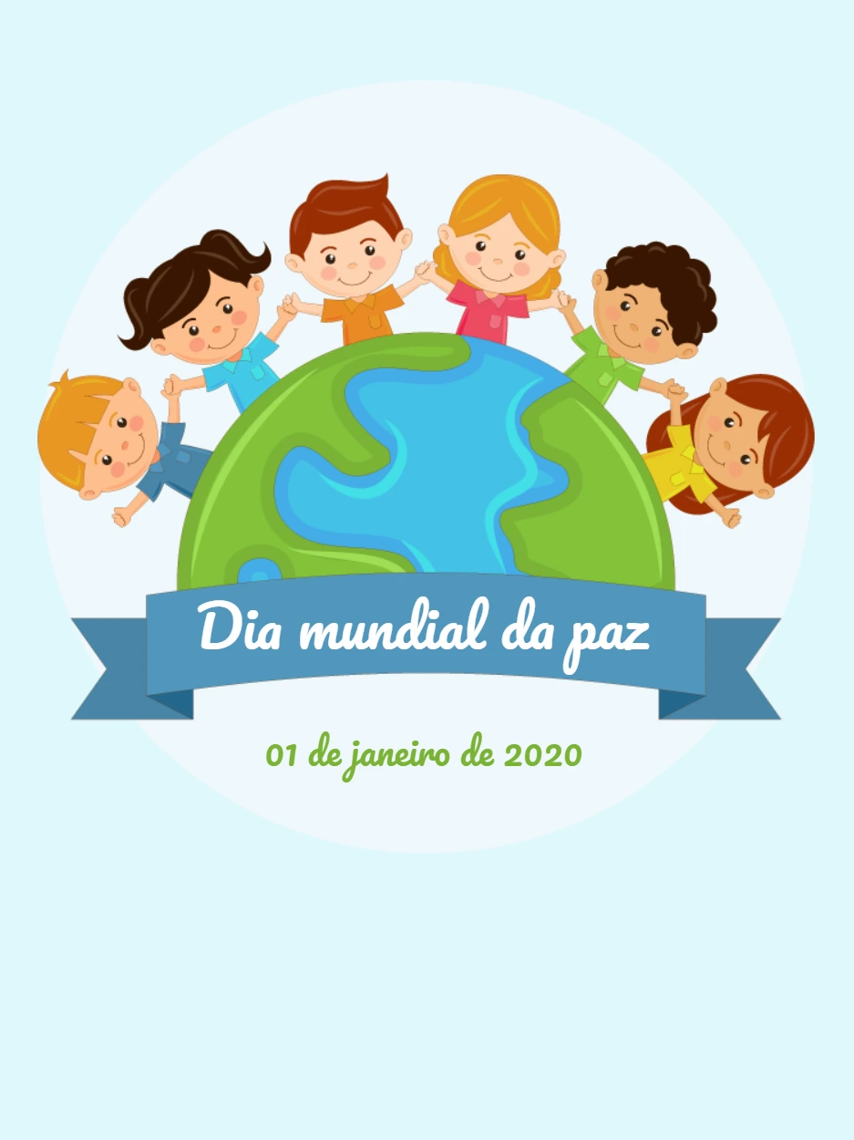 Post Dia Mundial da Paz com Crianças para Editar Online