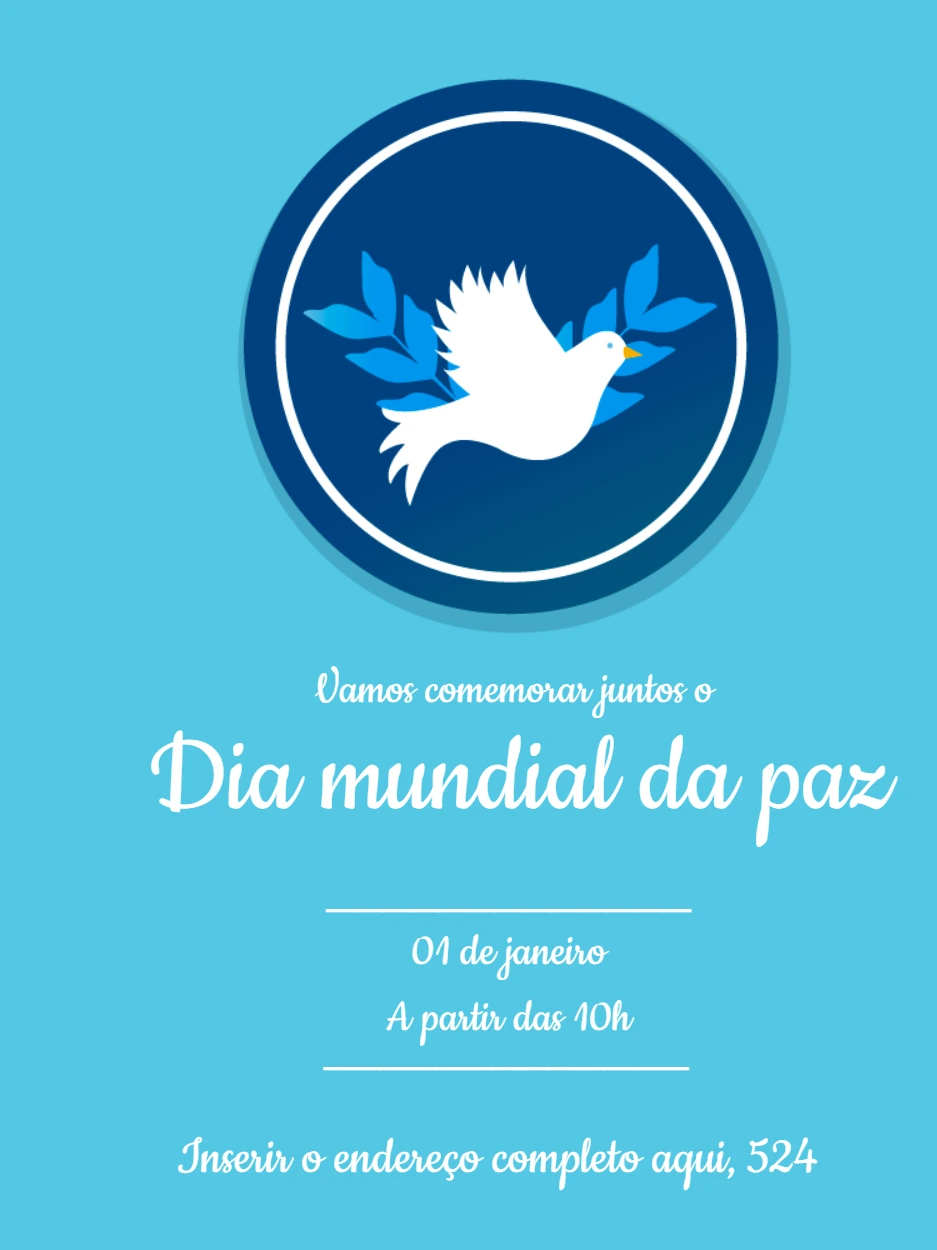 Post Editável Dia da Paz com Pomba para Compartilhar