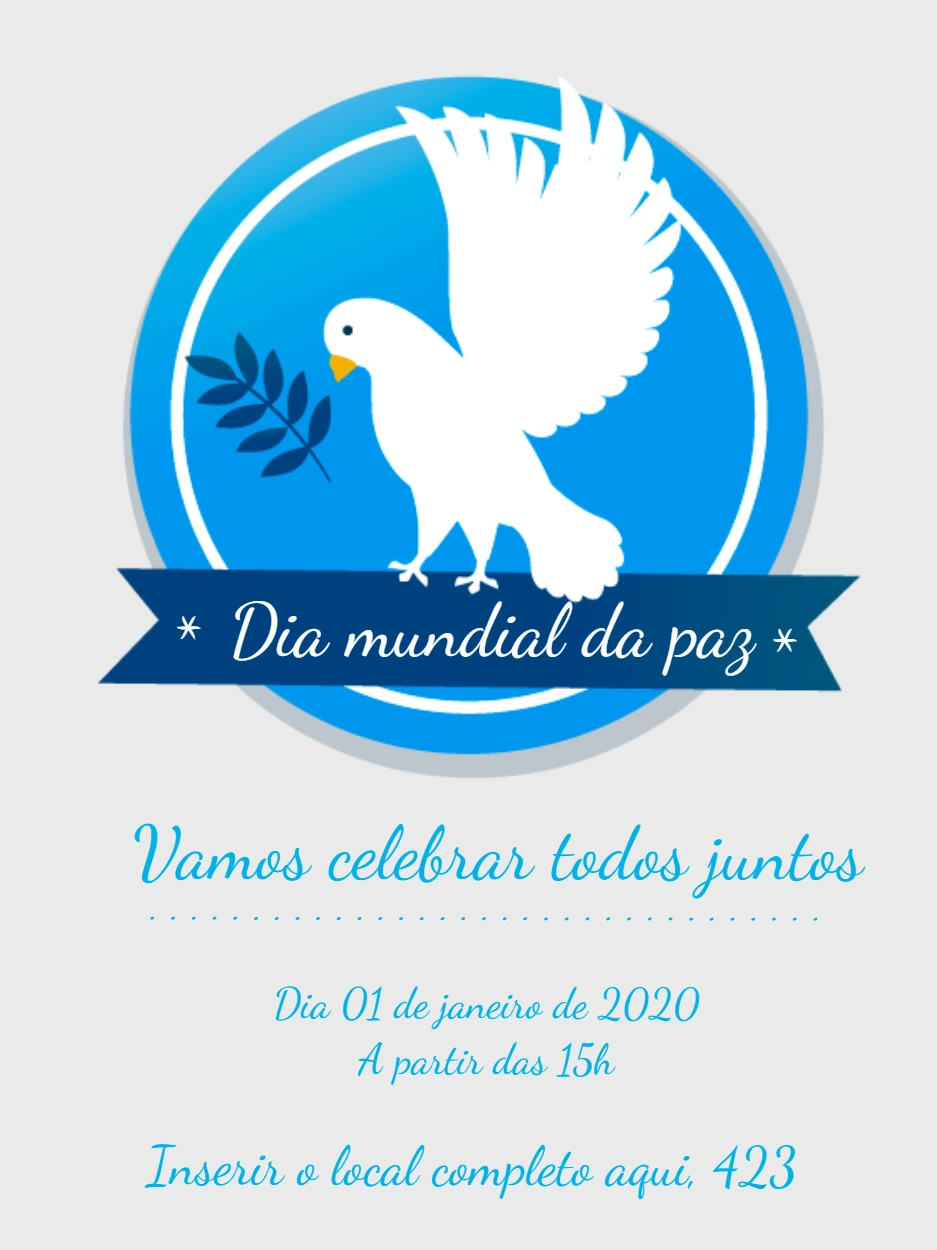 Post Dia da Paz com Pomba Branca para Editar Online