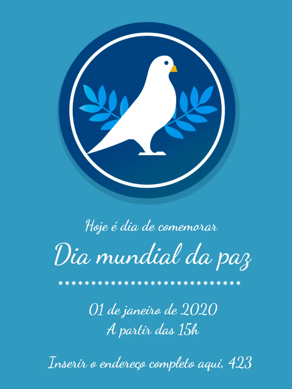 Post Dia Mundial da Paz com Pomba para Editar Online