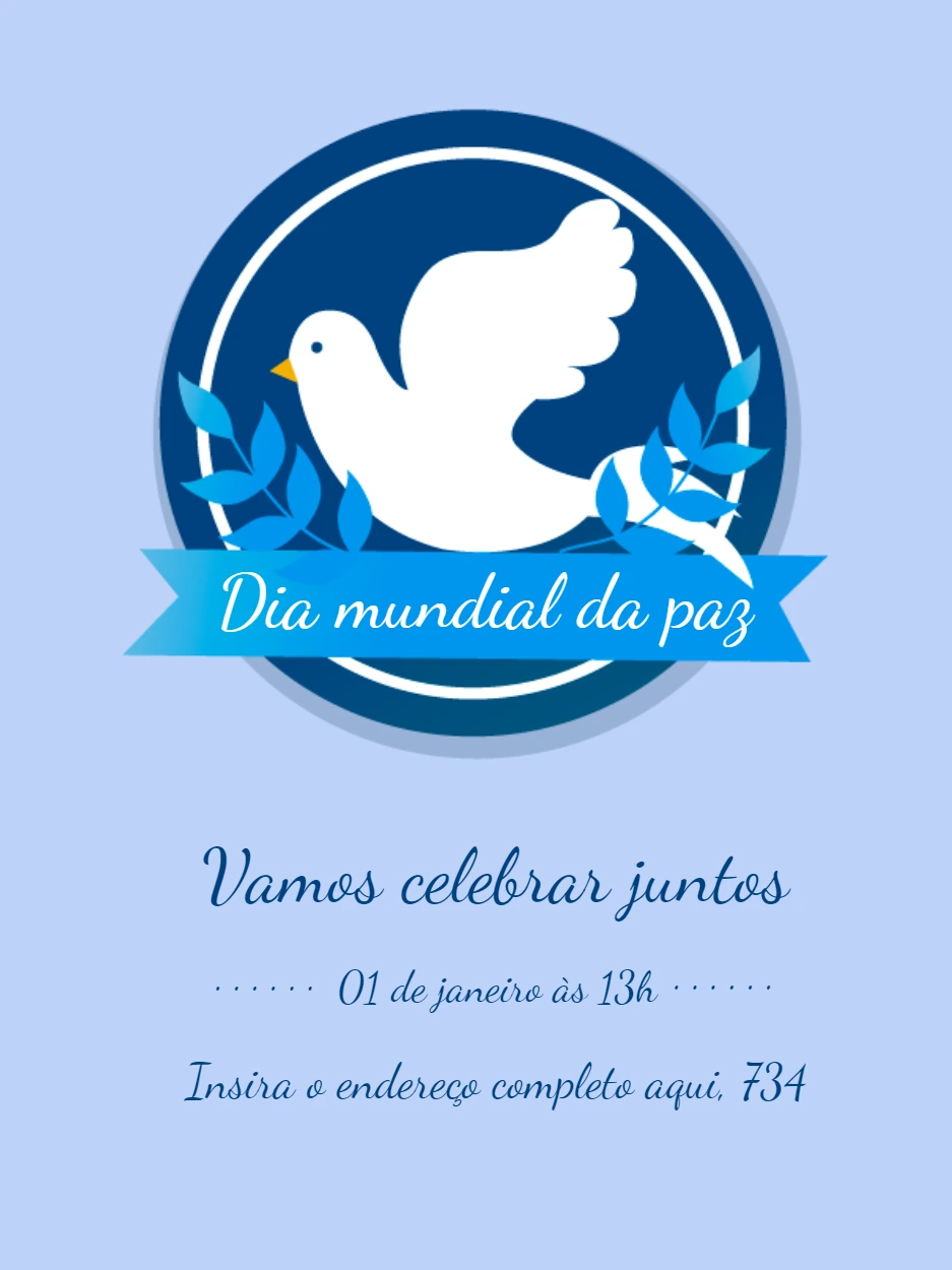 Post Dia Mundial da Paz com Pomba para Editar Online