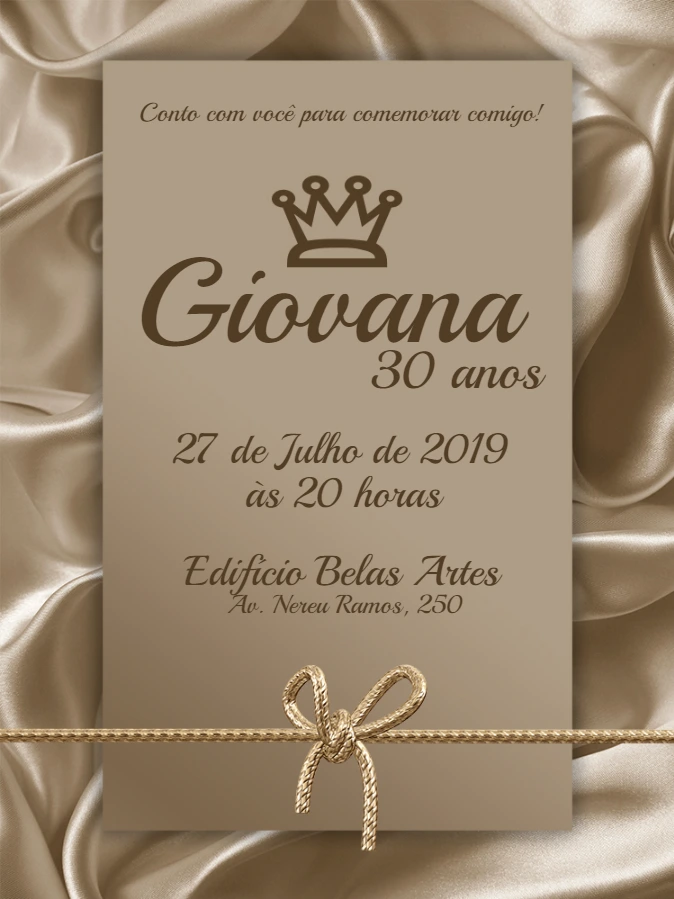 Convite de Aniversário Adulto Realeza para Editar Online