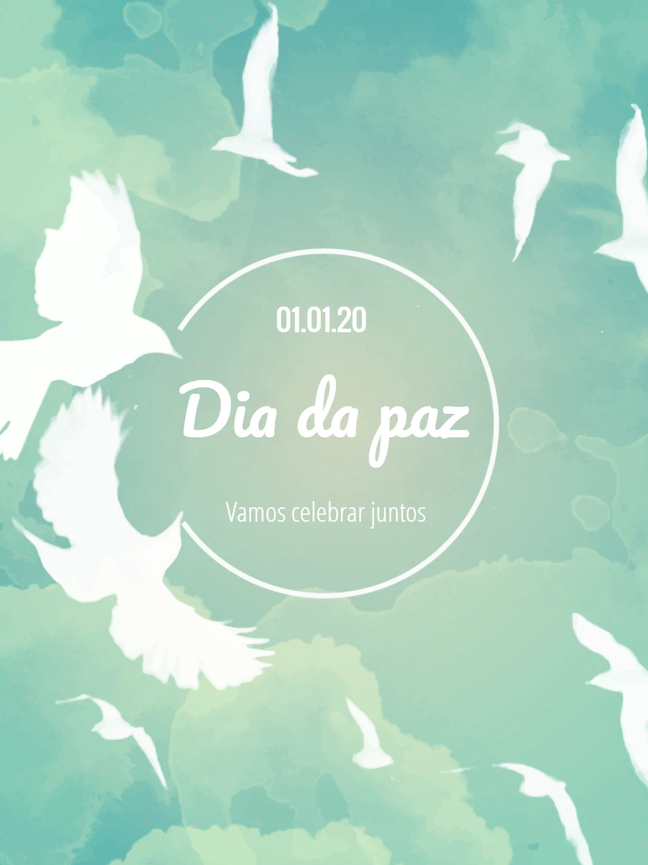 Post para Dia da Paz com Pombas para Editar Online