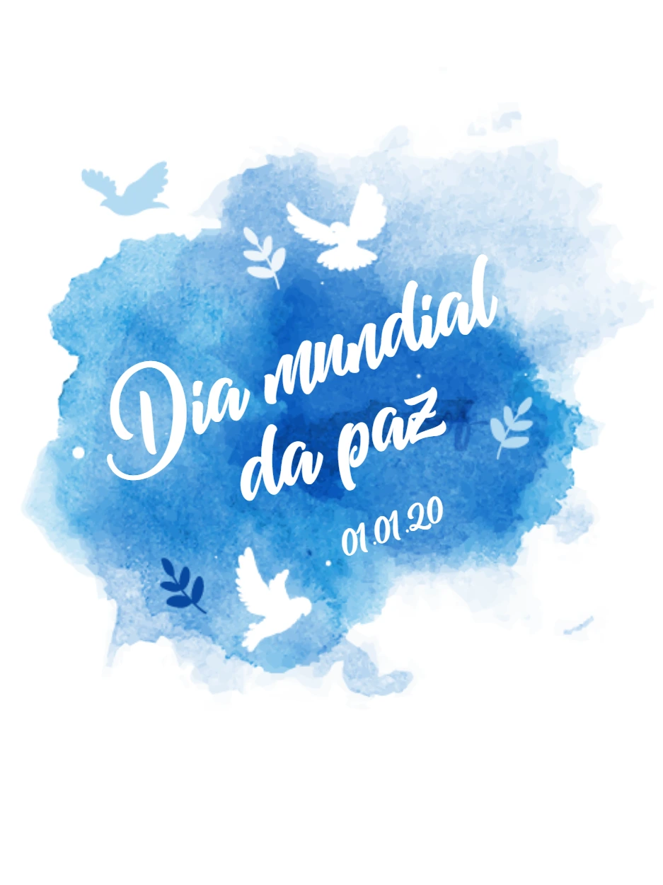 Post Dia da Paz com Pombas em Aquarela para Editar Online