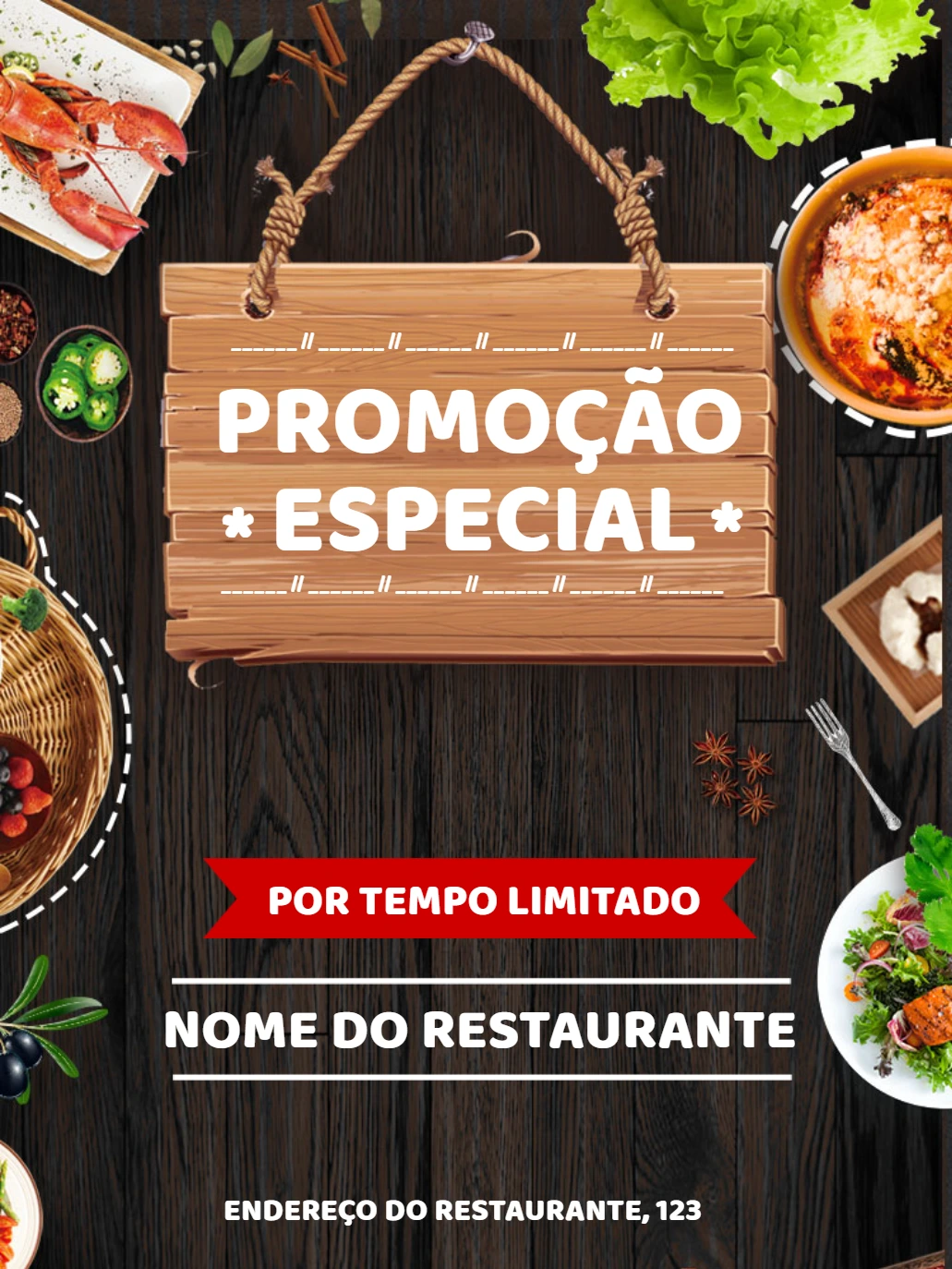 Folheto de Promoção para Restaurante Rústico para Editar Online