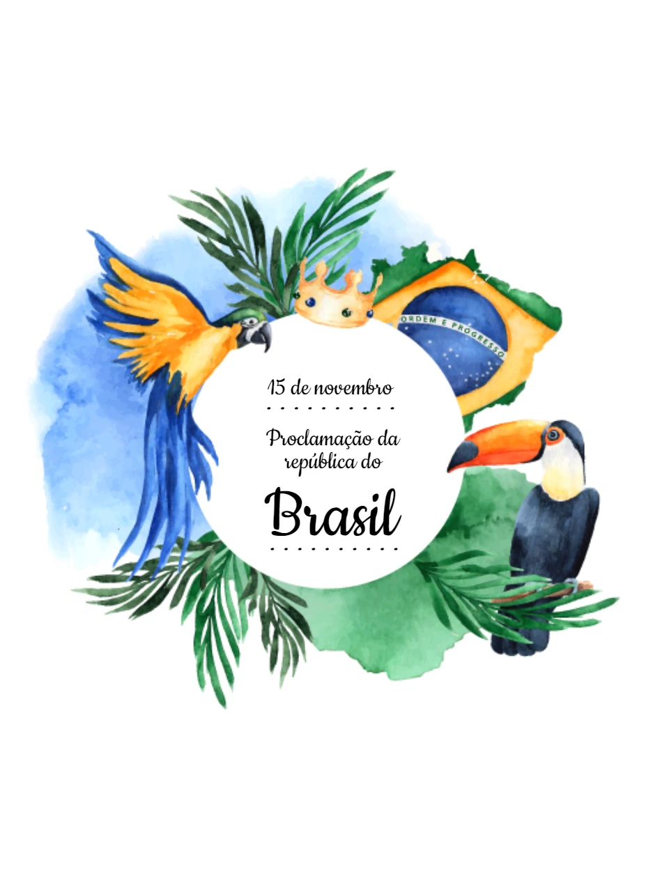 Post Proclamação da República com Ícones do Brasil Editável