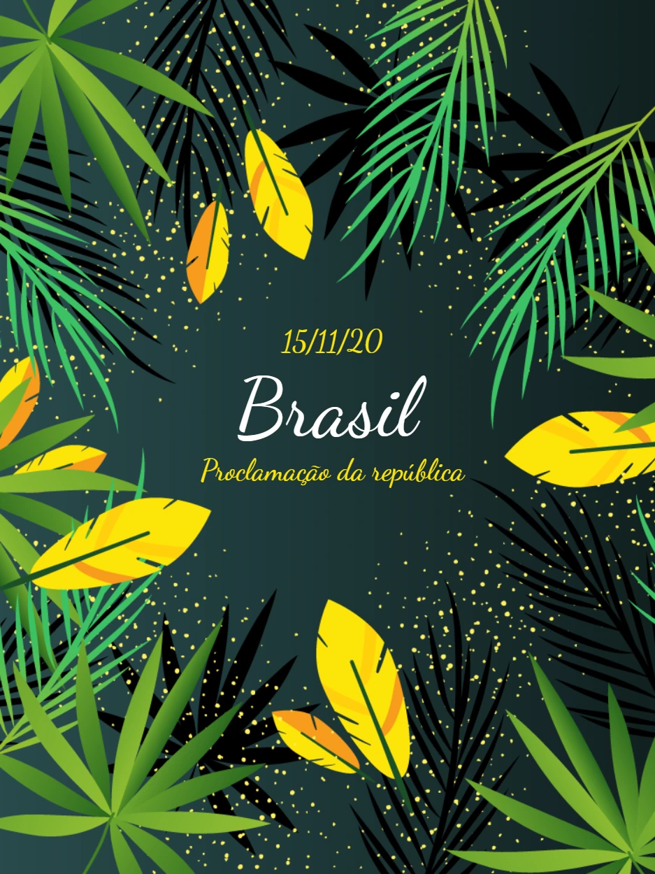 Arte Editável Proclamação da República com Folhas Tropicais