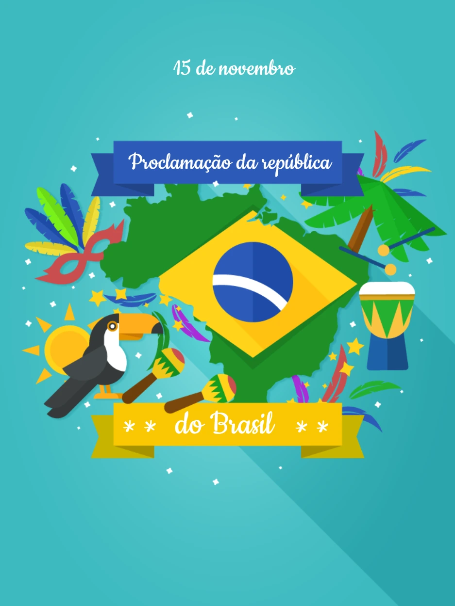 Post Proclamação da República com Ícones do Brasil para Editar