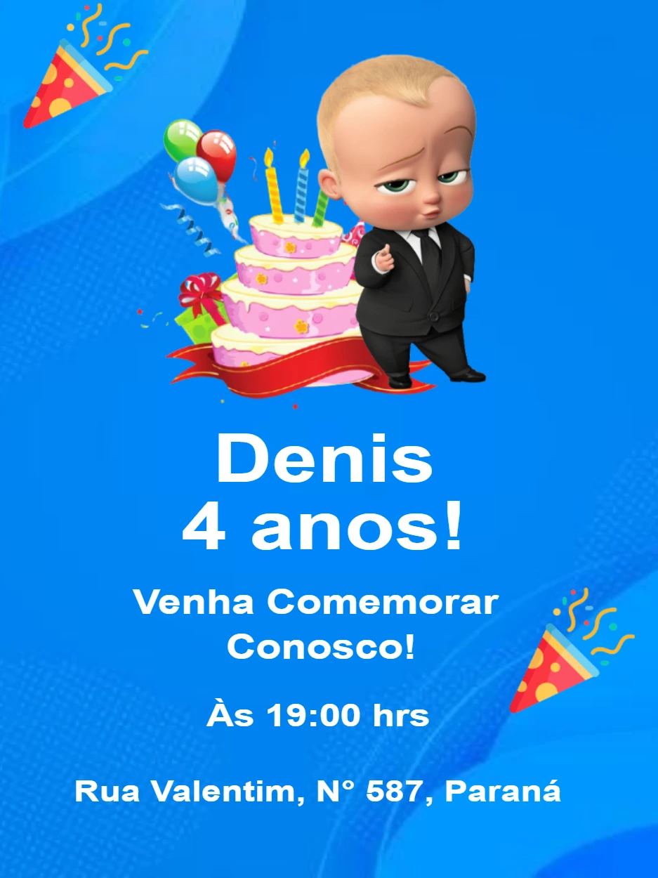Convite de Aniversário Poderoso Chefinho Editável Online