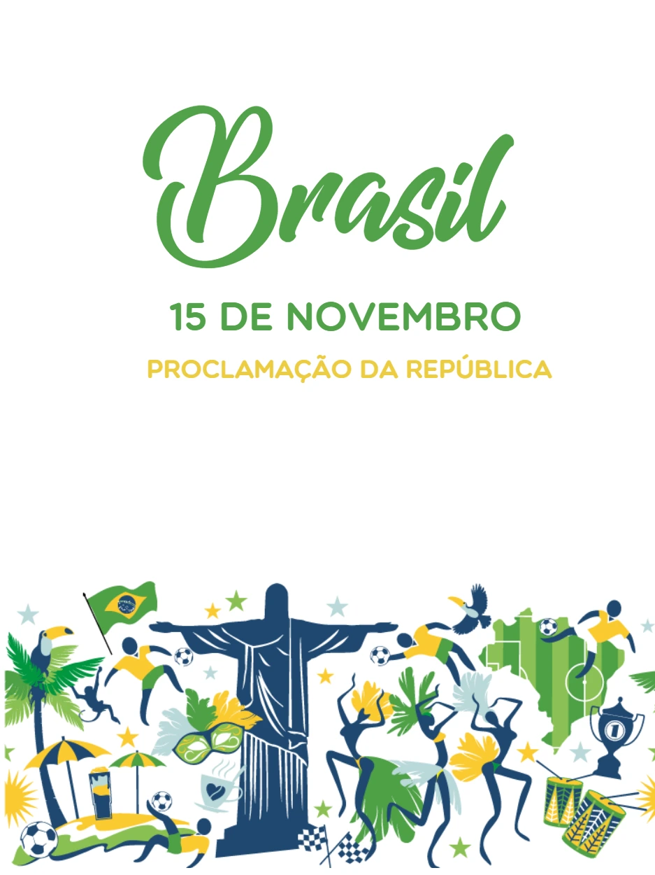 Post Proclamação da República com Ícones do Brasil para Editar