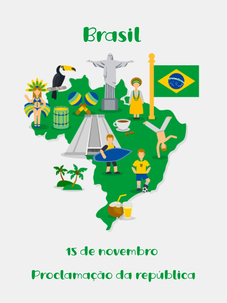 Post Proclamação da República com Ícones do Brasil para Editar