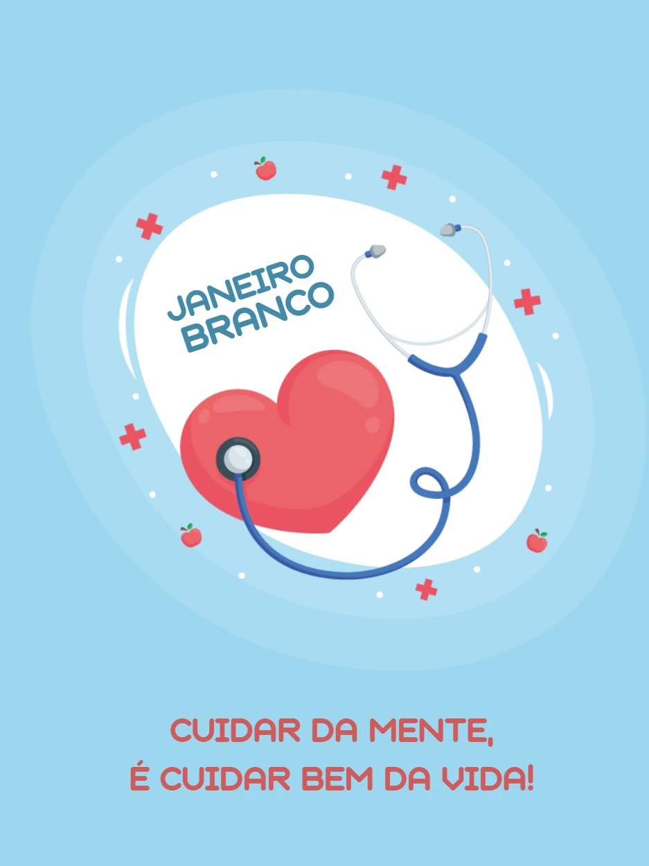 Arte Editável Janeiro Branco para Post de Saúde Mental