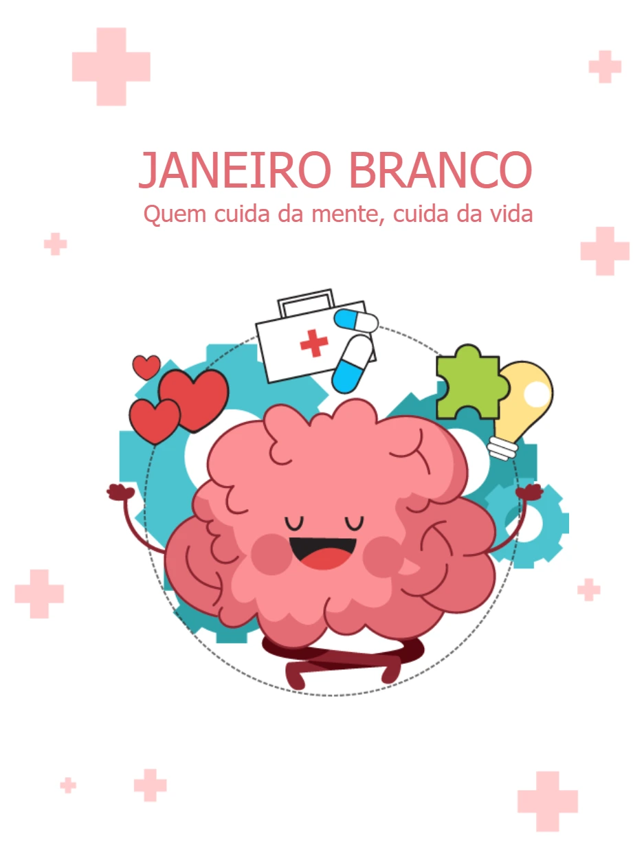 Post Editável de Saúde Mental com Cérebro para Campanhas