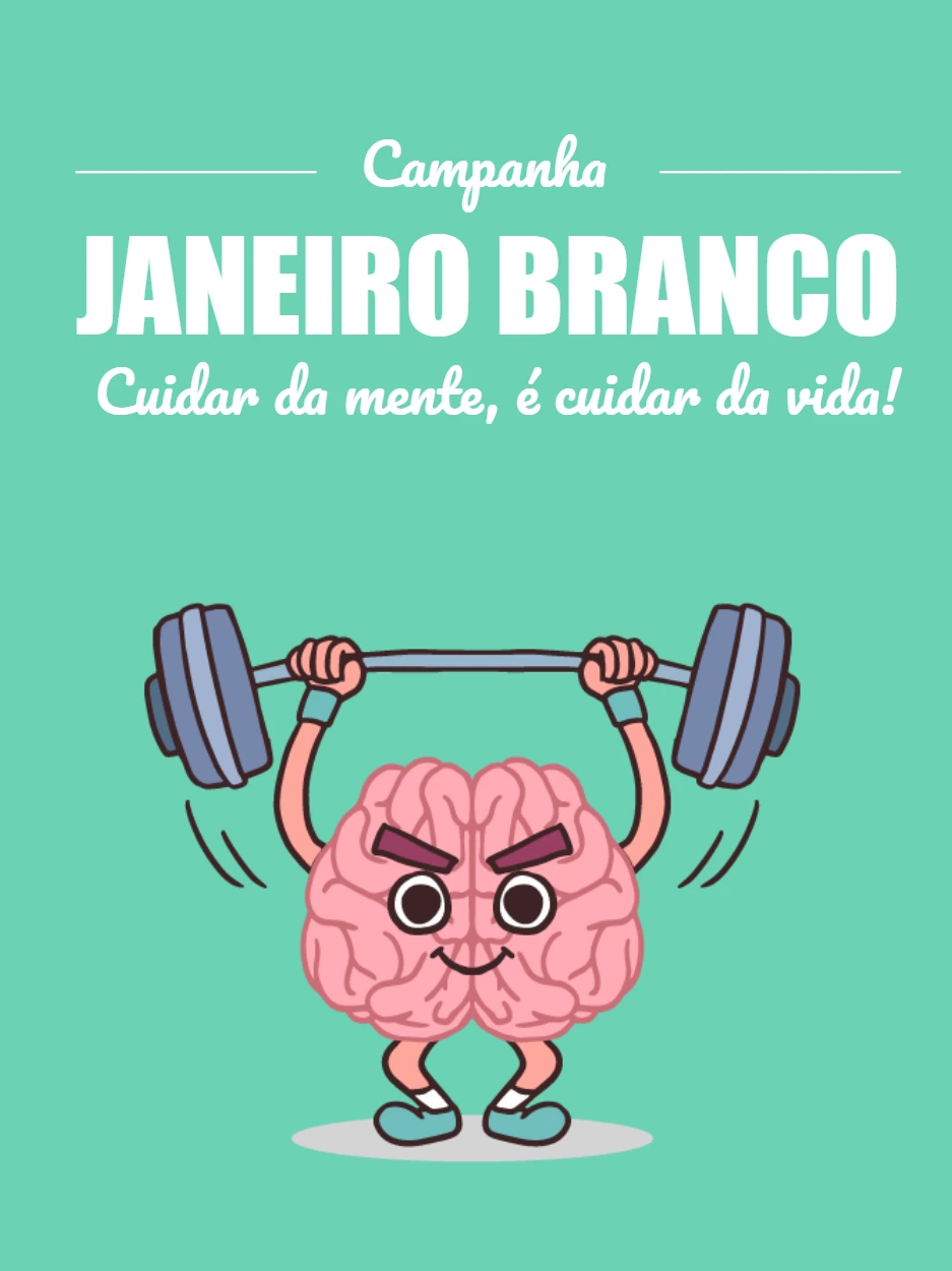 Arte Editável Janeiro Branco sobre Saúde Mental para Post