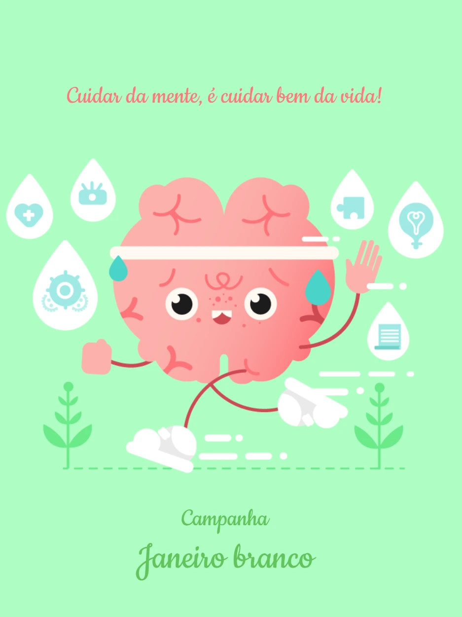 Post sobre Saúde Mental com Cérebro para Editar e Compartilhar