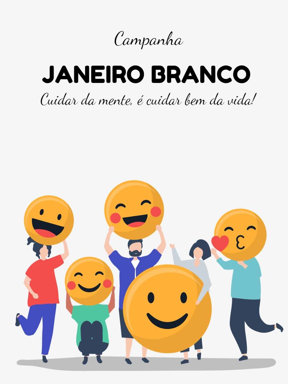 Arte Editável Janeiro Branco sobre Saúde Mental para Postar
