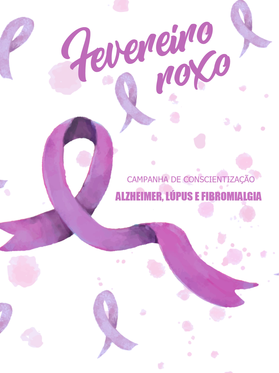 Arte Editável Fevereiro Roxo com Laço para Conscientização