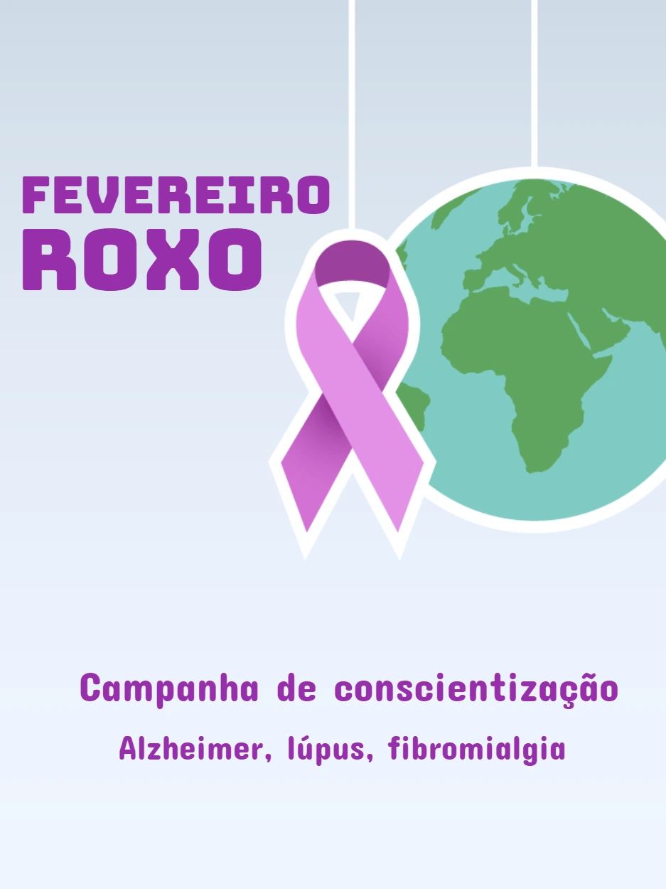 Post Editável Fevereiro Roxo para Campanha de Conscientização
