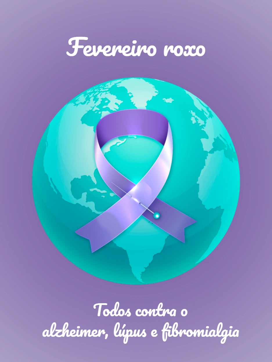 Post Fevereiro Roxo com Laço e Planeta para Editar Online