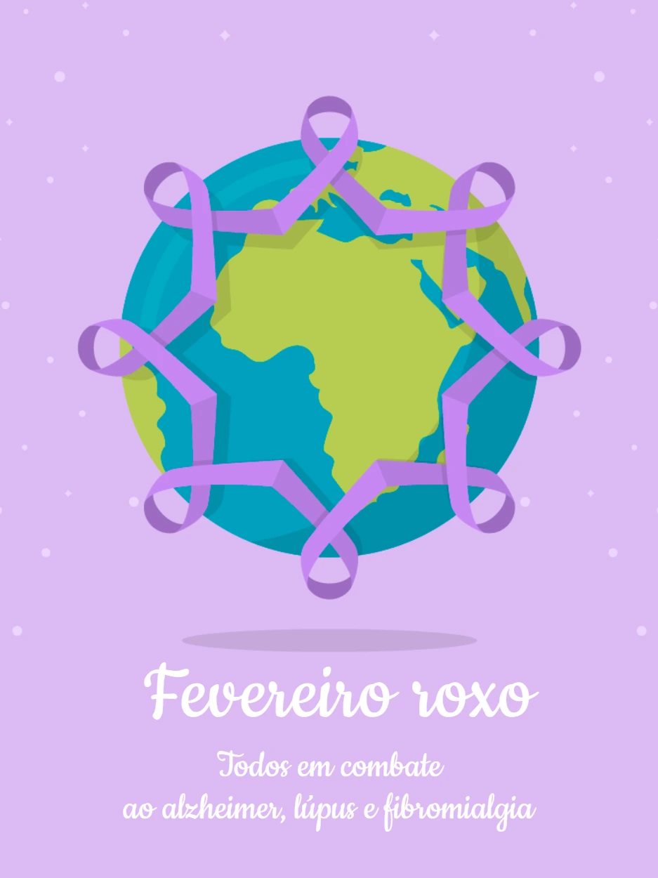 Post Fevereiro Roxo com Planeta e Fita para Editar Online