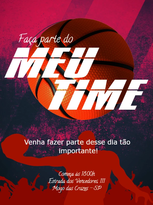 Convite de Aniversário Basquete Editável para Imprimir Online