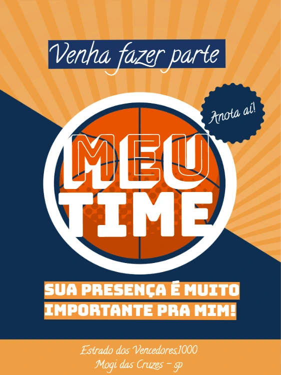 Convite de Aniversário Tema Basquete para Editar e Imprimir