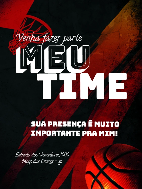Convite de Aniversário Basquete para Editar Online