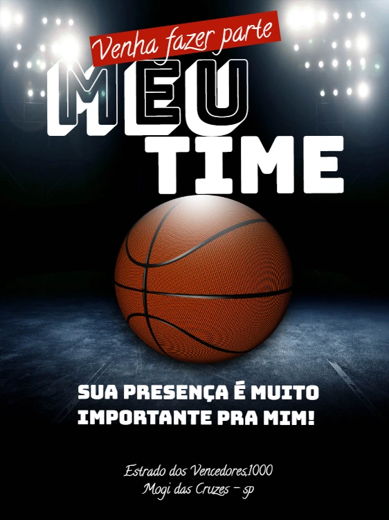 Convite de Aniversário Basquete Editável para Imprimir
