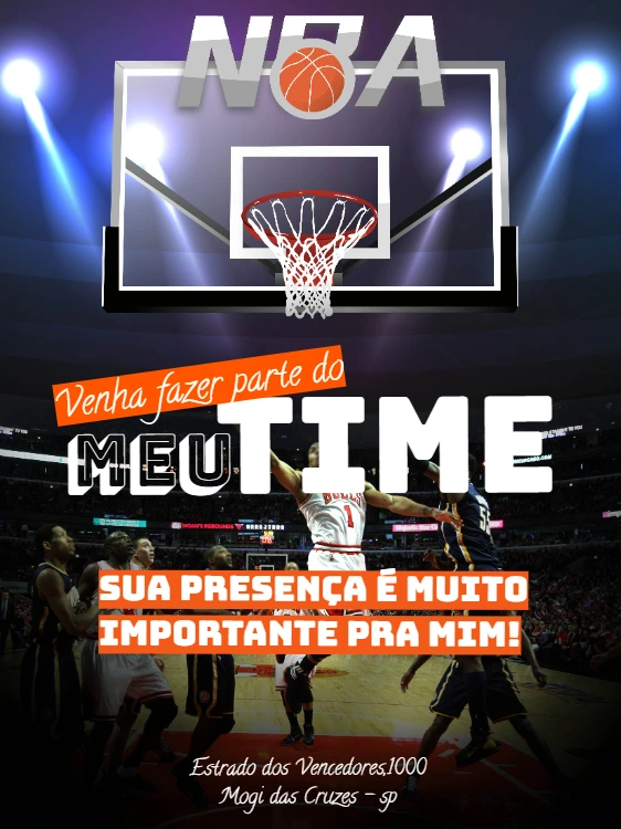 Convite de Aniversário Basquete NBA para Editar Online Grátis