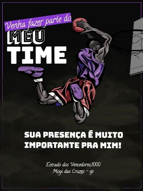 Convite de Aniversário Tema Basquete para Editar Online