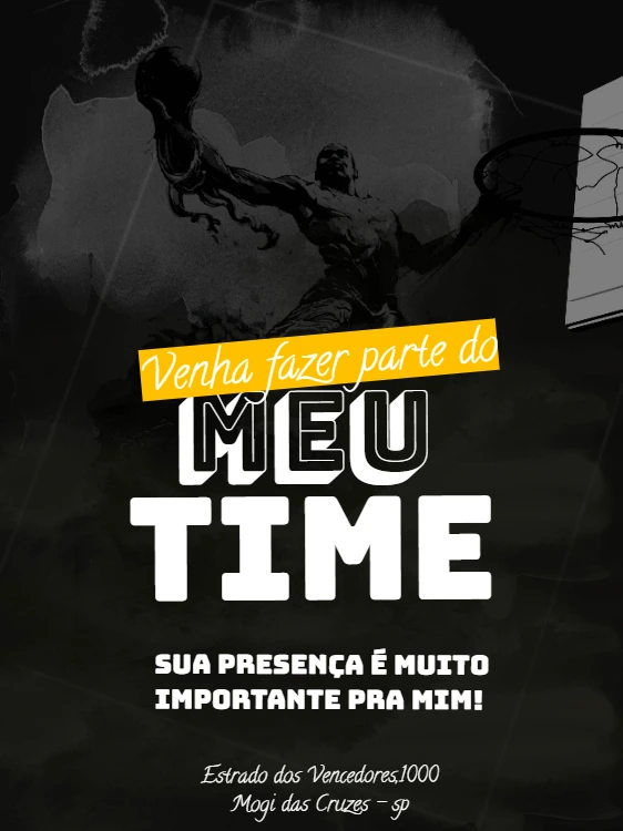 Convite de Aniversário Basquete Editável para Enviar Online